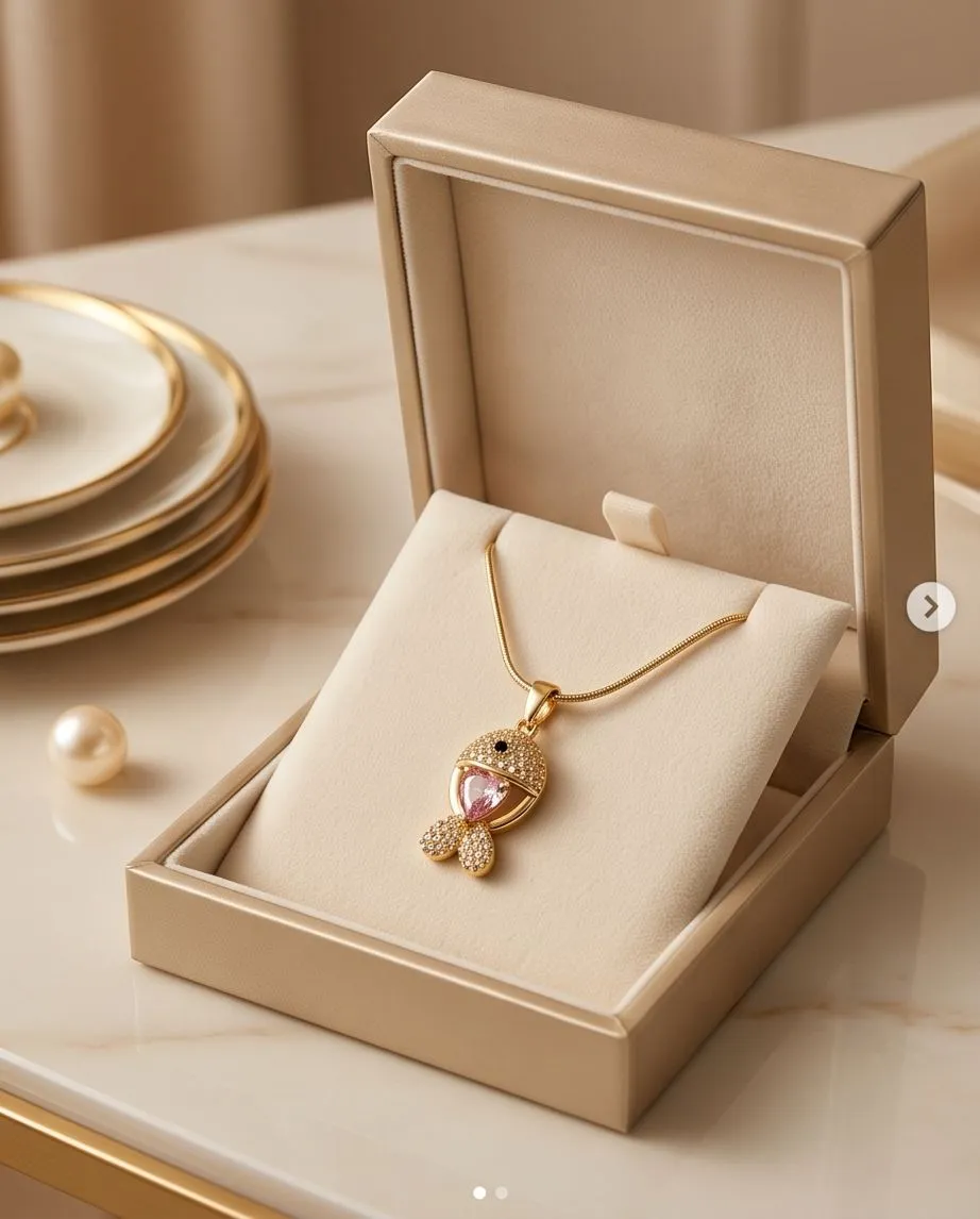 Blushing Bunny Crystal Pendant Necklace - Image 2