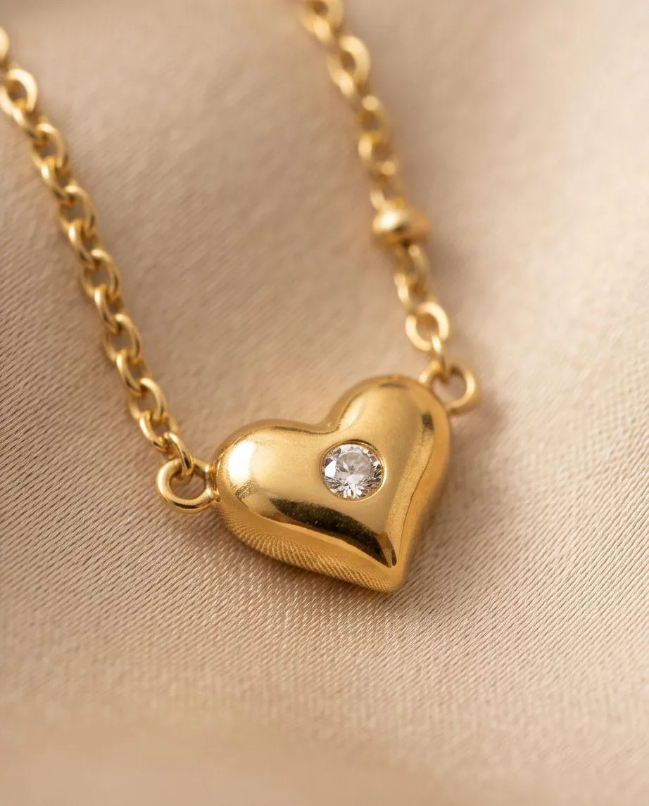 Golden Heart Spark Pendant Necklace